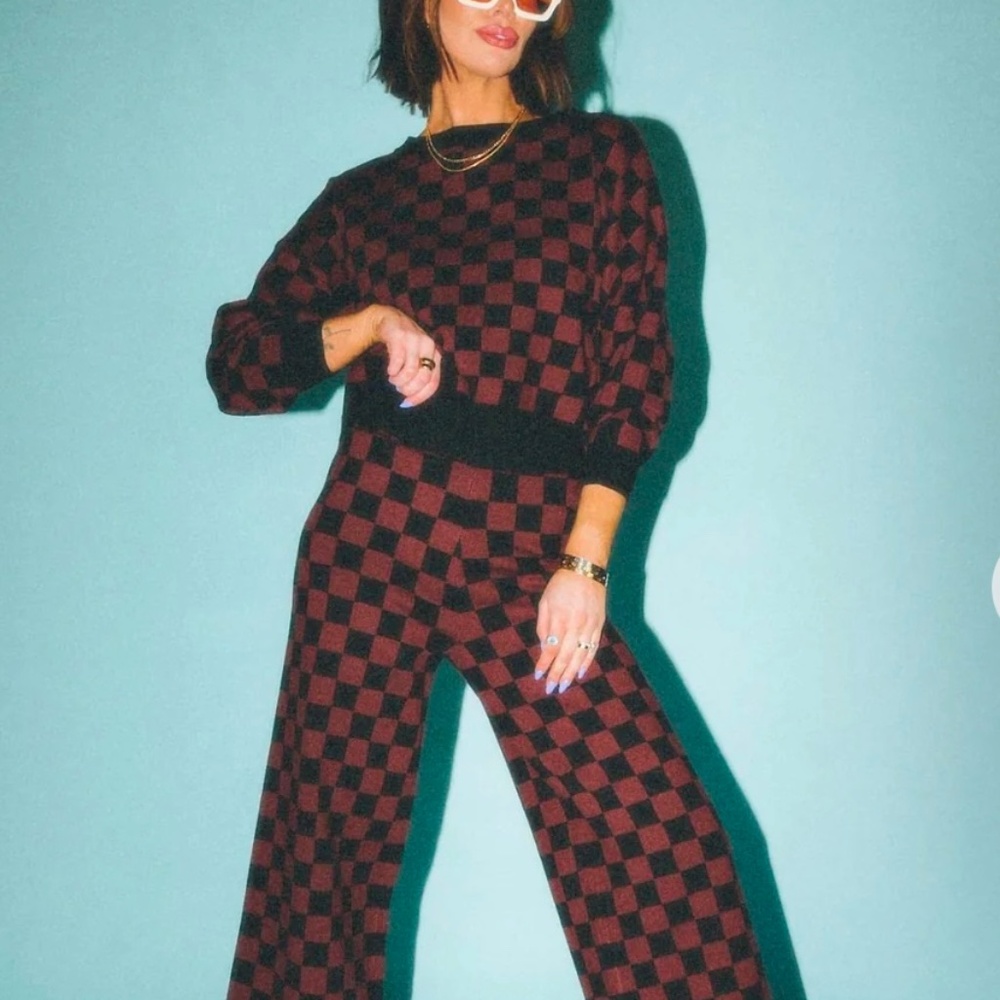 Dressed in LaLa Black/Brown Checkerboard Set - Large